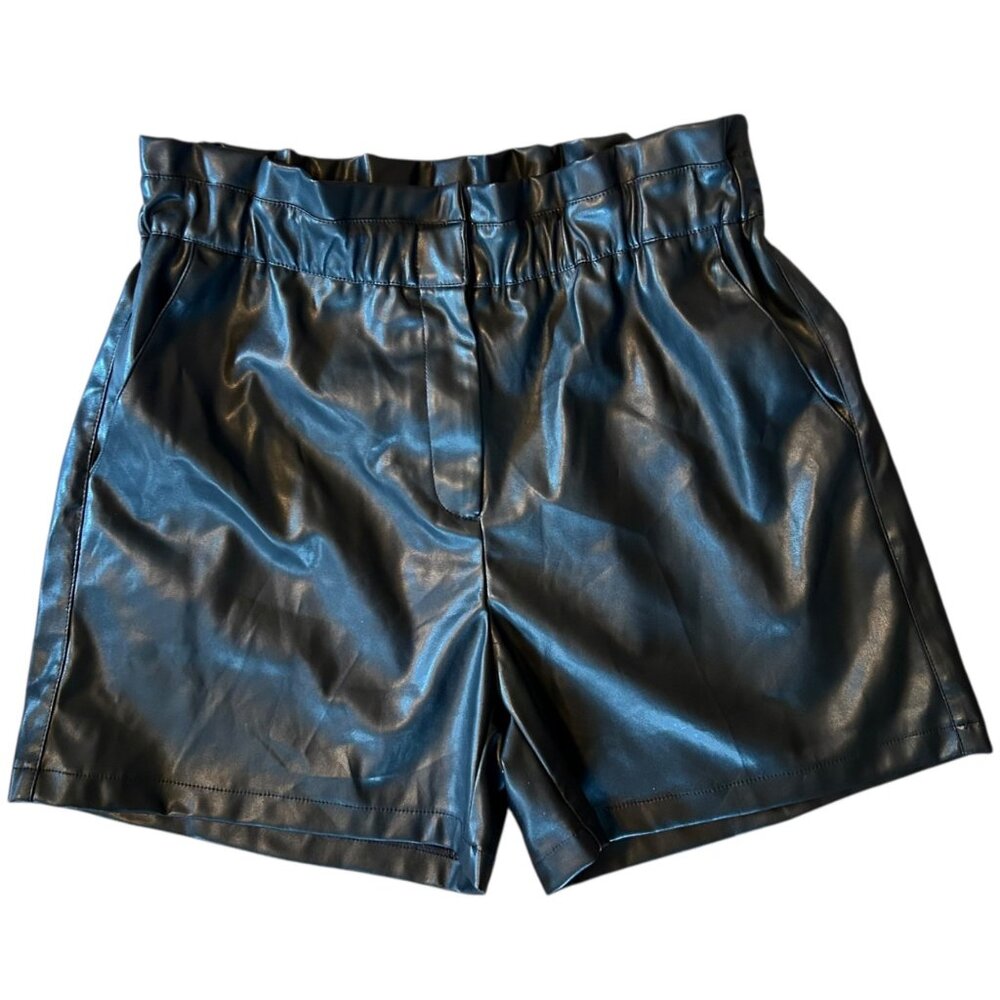 NWT Lucy Paris Faux Leather High Rise Paper Bag Edgy Music Festival Shorts L